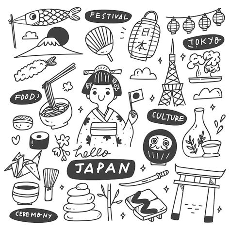 Premium Vector Japan Culture Doodle Set