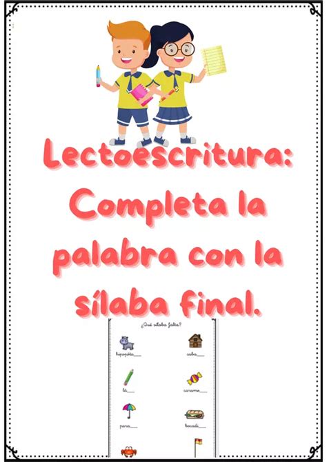 Lectoescritura Completa La Palabra Con La S Laba Final Profe Social