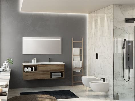 Mobile Bagno Trendy 141 Cm Noce Belgravia 2 Cassetti Lavabo Resina Hide