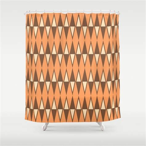 Mid Century Modern Diamond Pattern Brown Orange 231 Shower Curtain