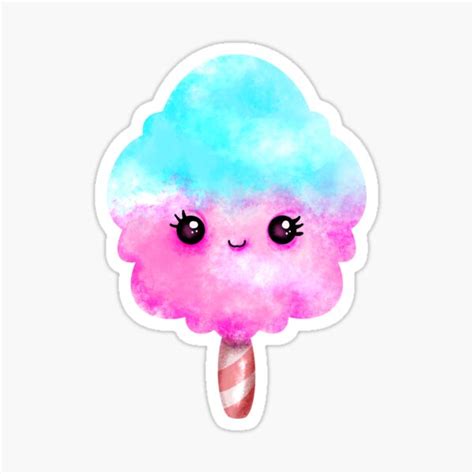 Kawaii Cotton Candy Sticker For Sale By Taladesignlab Redbubble