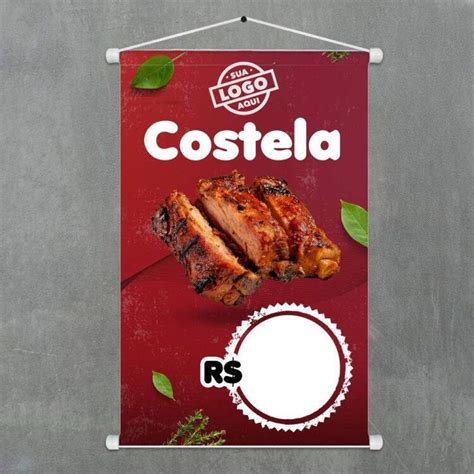 Banner Impresso Em Lona Personalizado Para Churrascaria Costelas