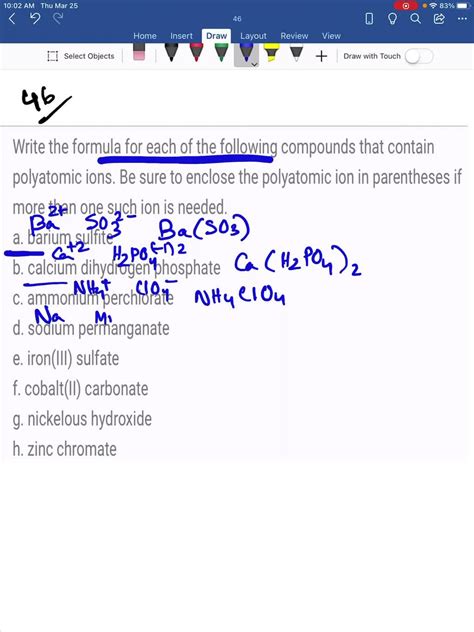 Solved Chemistry Naming Compounds Name Worksheet 4 Review Of Naming Polyatomic Ions This