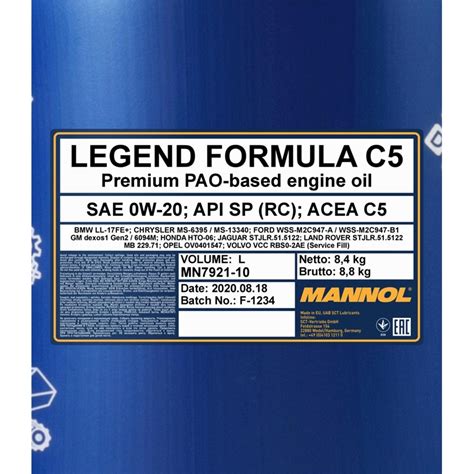 Mannol Legend Formula C W Liter Autoteile Werkzeuge De