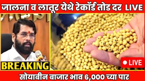 सोयाबीन बाजार भावात तुफान वाढ 6000 च्या पार लाईव्ह Soybean Rate Today