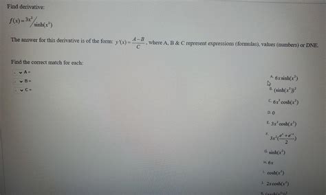 Solved Find Derivative F X 3x Sinh X The Answer For