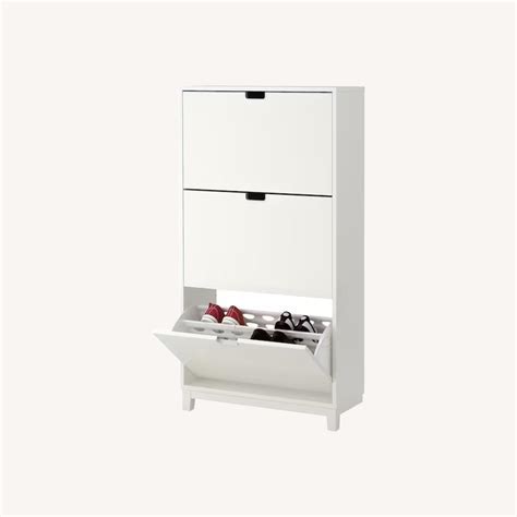 IKEA Shoe Cabinet With 3 Compartments, White - AptDeco