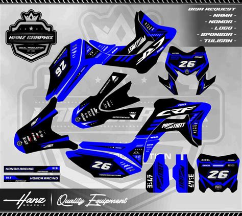 Decal Stiker Crf 150 L Hitam Biru Headlamp Dan Papan Nomor Double