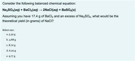 Solved Consider The Following Balanced Chemical Equation Chegg