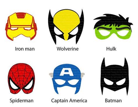 INSTANT DL6 Superhero Mask CutOut Birthday Party By PishPesh 5 90