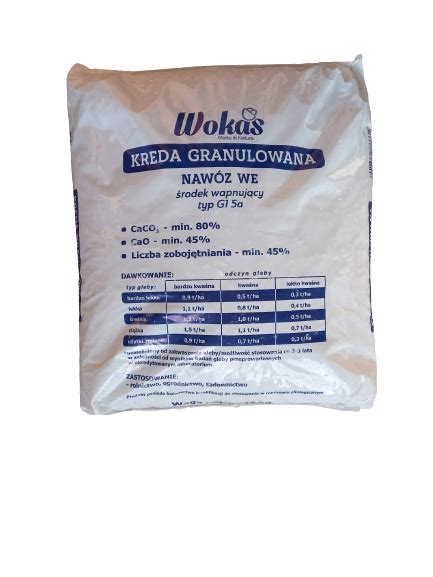 Kreda Wapno granulowane Wokas granulat 25 kg 25 l nawóz trawnik