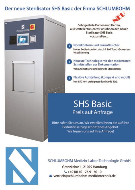 Der Neue Sterilisator Shs Basic Der Firma Schlumbohm Schlumbohm