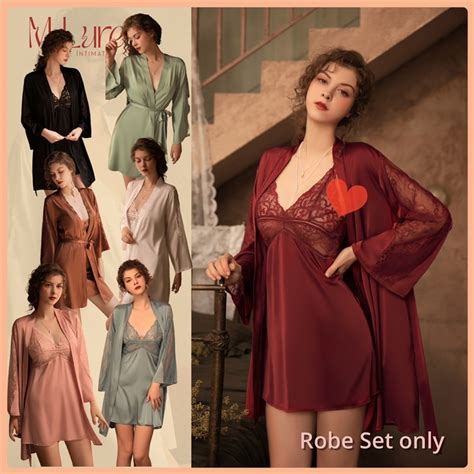 MissLure LOCAL READY STOCK NEW SELENE Satin Ice Silk Robes Lingerie