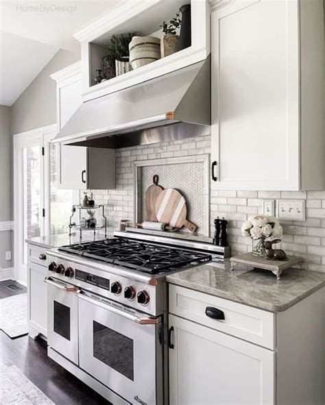 Herringbone Tile Backsplash Behind Stove Only Soul Lane Stove