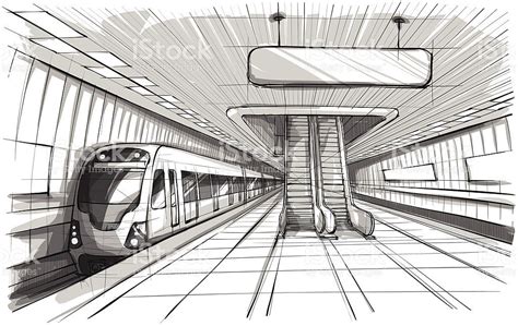 How To Draw A Train Station | AESTHETIC DRAWING