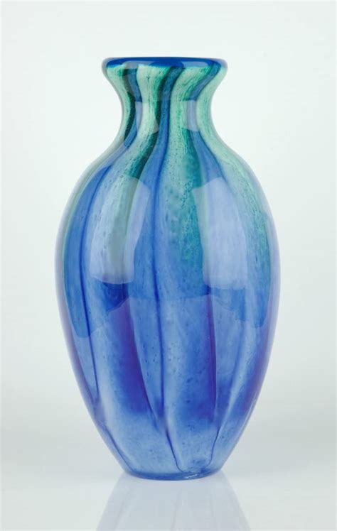 Handblown Art Glass Blue And Green Vase Home And Kitchen