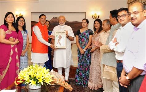 PM Narendra Modi Presented With A Copy Of The Book Mahatma Gandhi S