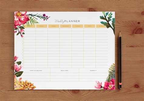 Weekly Planner Printable, Weekly Schedule, 2017 Weekly Planner ...