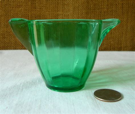 Antique Akro Agate Green Glass Creamer Pitcher Transparent