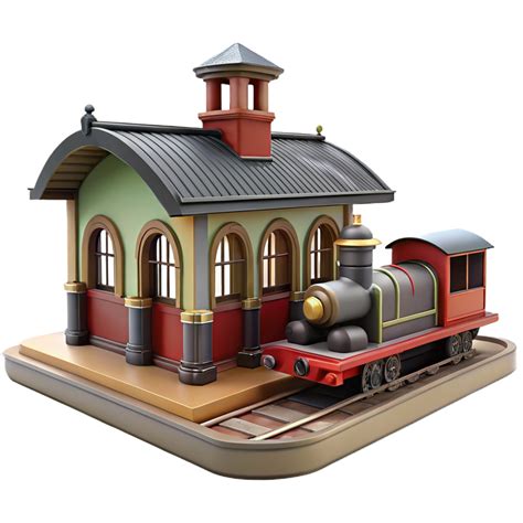 Charming 3D Train Station Illustration 56667169 PNG