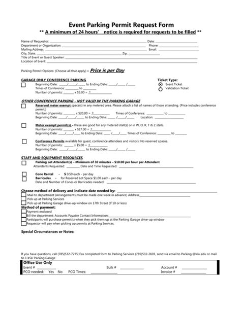 Event Parking Permit Request Form