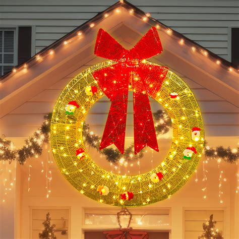 Retisee 48 Inch Outdoor Large Lighted Christmas Wreath With Led Lights