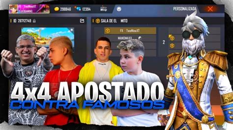 FREE FIRE AO VIVO 4X4 APOSTADO CONTRA FAMOSOS JOGANDO