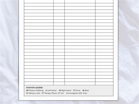 Patient Positioning And Turn Chart Patient Repositioning Chart