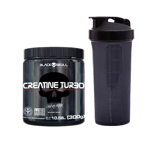 Creatina Turbo Monohidratada 300g Coqueteleira Black Skull Shopee