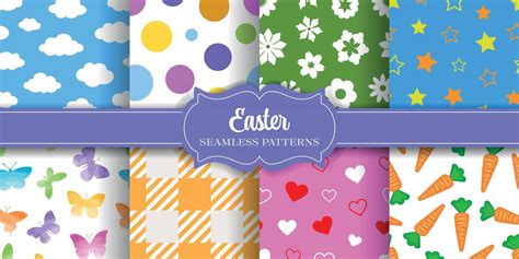 Set Of Seamless Easter Patterns Collection Of Easter Textures