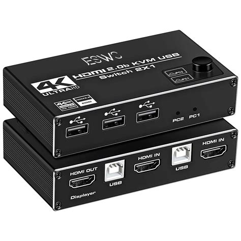 Switch Kvm Hdmi Jeswo Превключвател 4k60hz Usb 2x1 Hdmi20 3x порта Usb Kvm портове