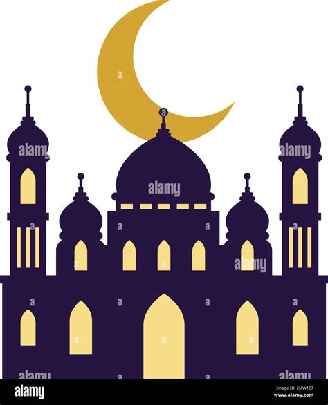 Mosque With Crescent Moon Stock Vector Image Art Alamy