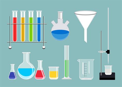 collection  chemical laboratory equipment set illustration