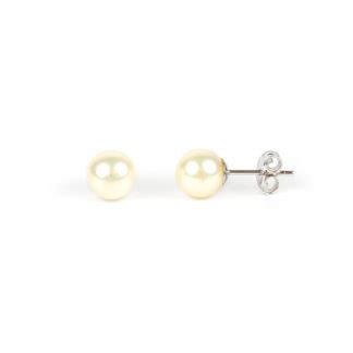 Orecchini Perle Mm In Oro Bianco Con Zirconi Sari Gold