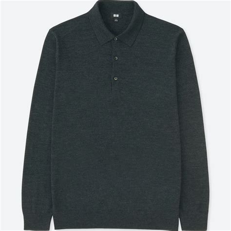 Men Extra Fine Merino Knit Long Sleeve Polo Shirt Uniqlo Us