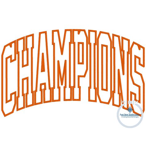 Champions Arched Satin Applique Embroidery Design Mascot Three Sizes 6