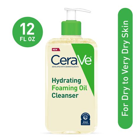 Cerave Hydrating Foaming Oil Facial Cleanser Dry Skin Face Wash With Hyaluronic Acid 16 Fl Oz