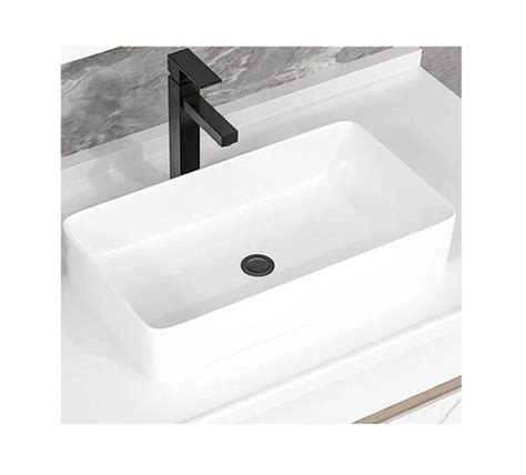 White Lightweight Glossy Finish Plain Ceramic Wash Basin For Hand And