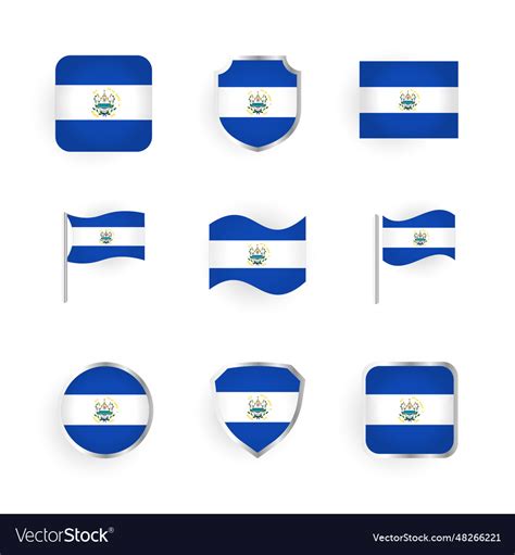 El salvador flag icons set Royalty Free Vector Image