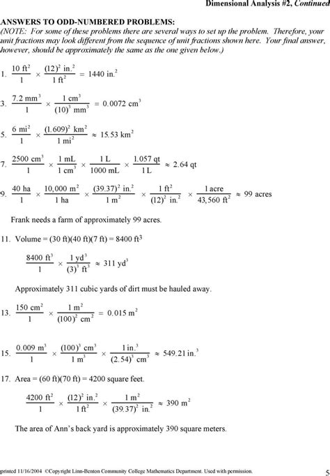 Practice Dimensional Analysis Worksheet