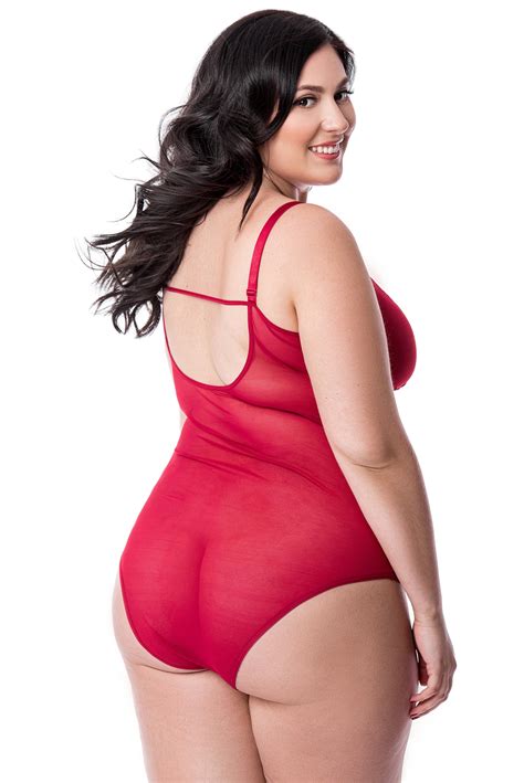 See Through Lingerie Plus Size Cherry Lace Plus Size Body Suit Sexy