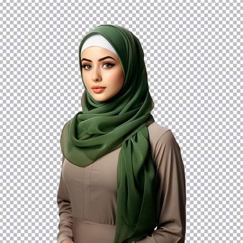 Premium PSD Portrait Of A Muslim Woman Wearing A Green Hijab Isolated