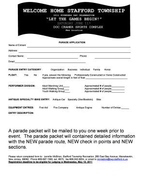 Fillable Online Fd Parade Application Doc Fax Email Print Pdffiller