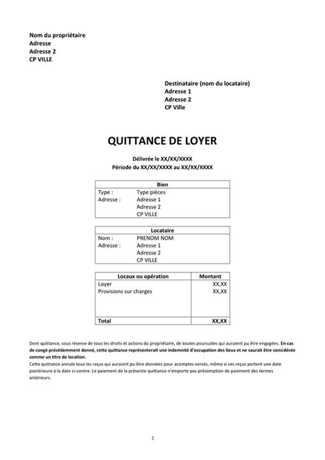 Mod Le De Quittance De Loyer Gratuit Conforme Bailfacile Hot Sex