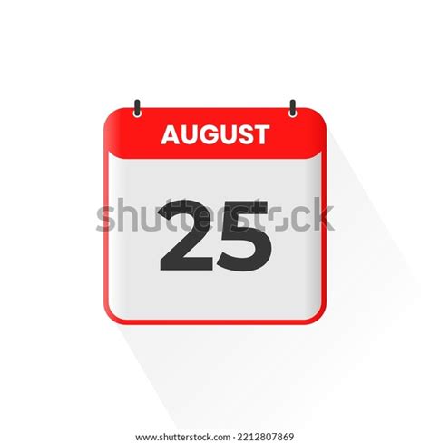 25th August Calendar Icon August 25 Stock Vector (Royalty Free ...