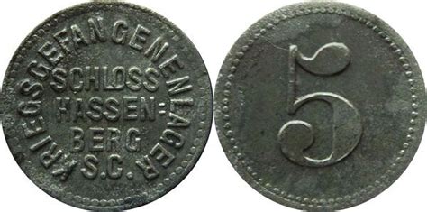 5 Pfennig Hassenberg Kriegsgefangenenlager Alemania Dinero De