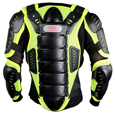 Perrini Green Ce Approved Full Body Armor Motorcycle Jacket Night Visi