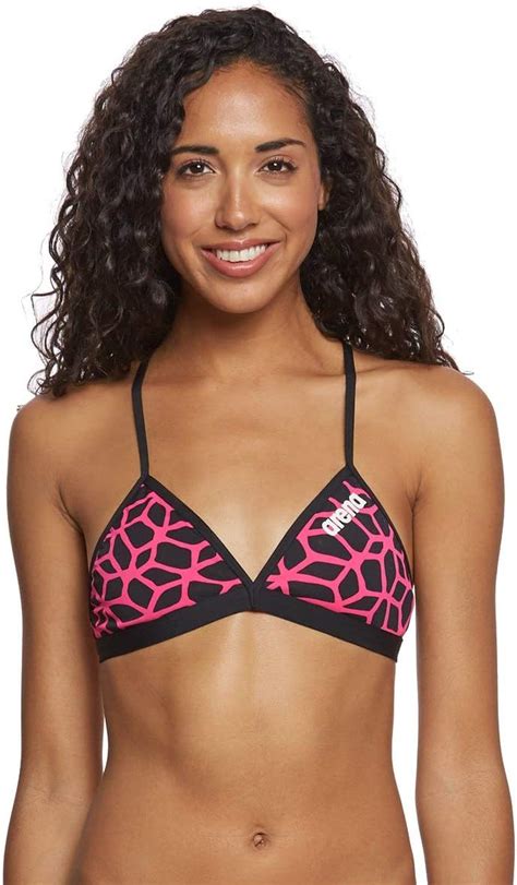 Amazon Arena Carbonics Tie Back Bikini Top Black Freesia Rose