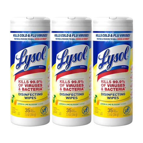 Lysol Disinfecting Wipes Lemon And Lime Blossom White 35 Count Pack Of 3