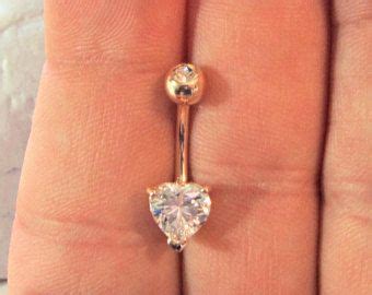 Rose Gold Plated Surgical Steel Heart Cz Belly Button Ring G Mm